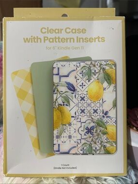 Amazon Clear Kindle Case with Lemon Tile and Solid Yellow & Green Inserts